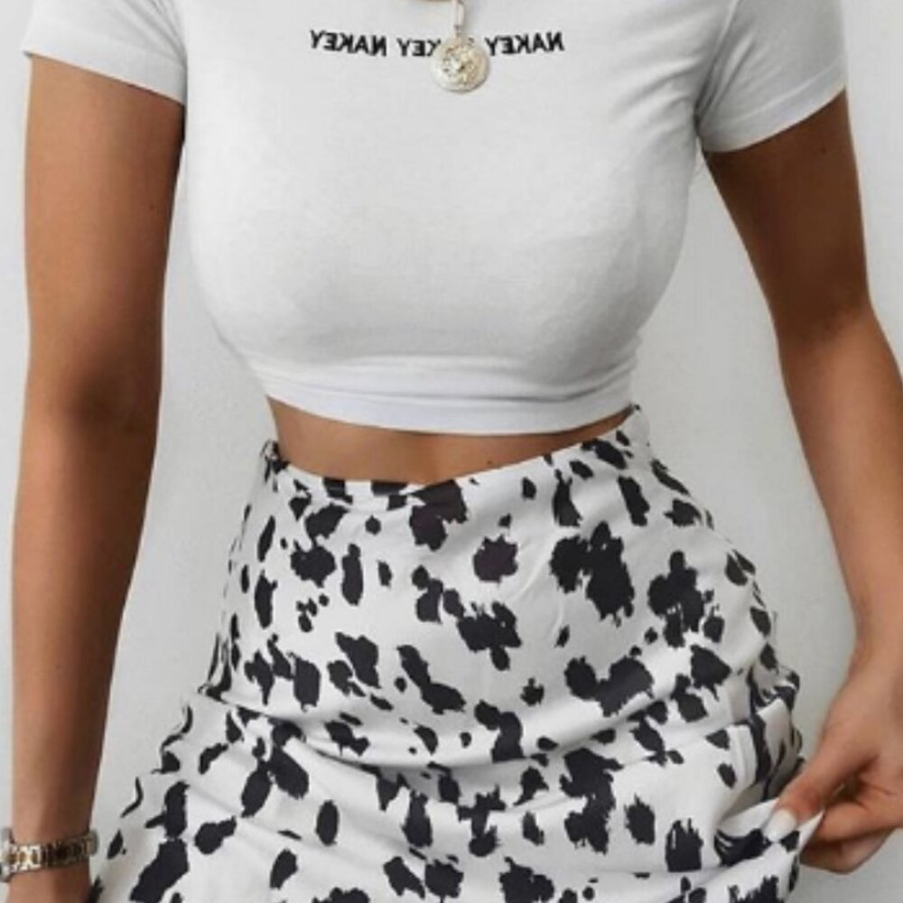 NWT RUNAWAY THE LABEL cowprint midi slip skirt XSMALL - Picture 2 of 14